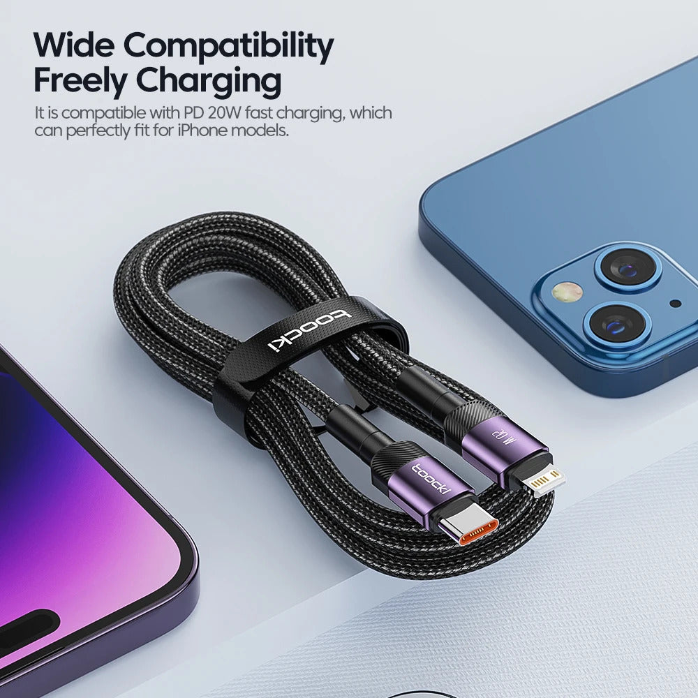 Toocki 35W USB-C Cable for iPhone 14/13/12/11 Pro Max - Fast Charging Data Cord