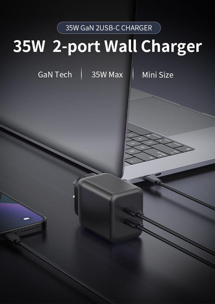 35W DUAL USB-C PD Fast Charging Wall USB C Charger Power Adapter Type-C AU